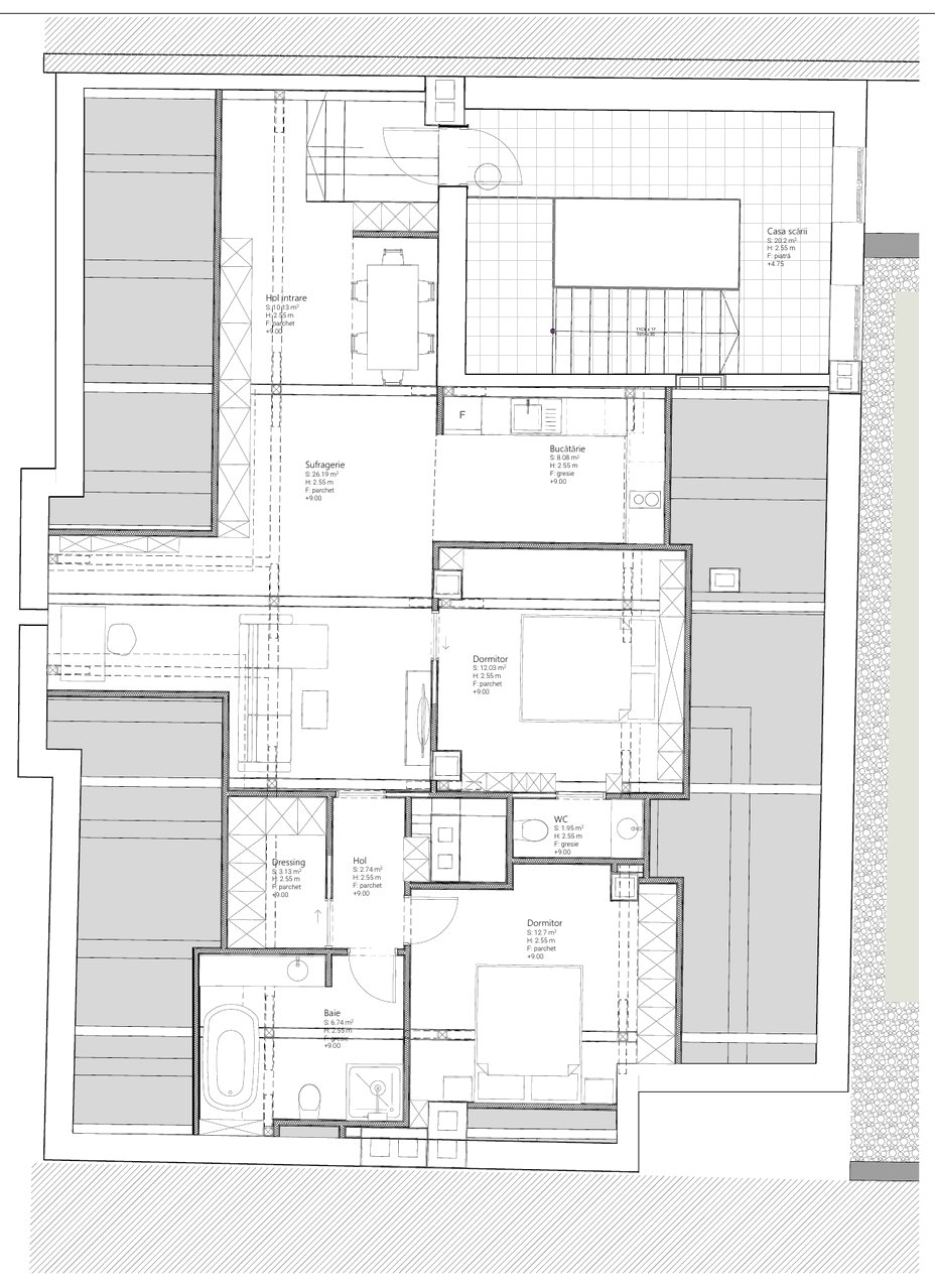 Plan mansardă propus: apartament